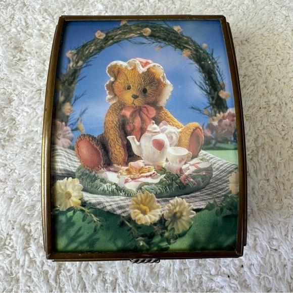 Handcrafted via vermont jewelry box trinket bear picnic cottagecore kitsch - Picture 1 of 14
